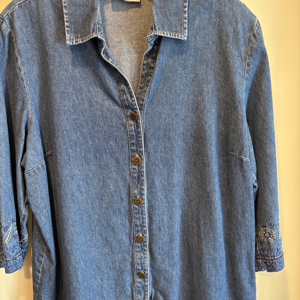 JM Collection Indigo Button-Up Blouse